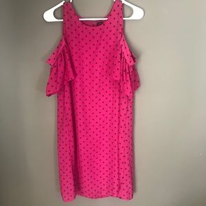 Hot pink cold shoulder mini dress